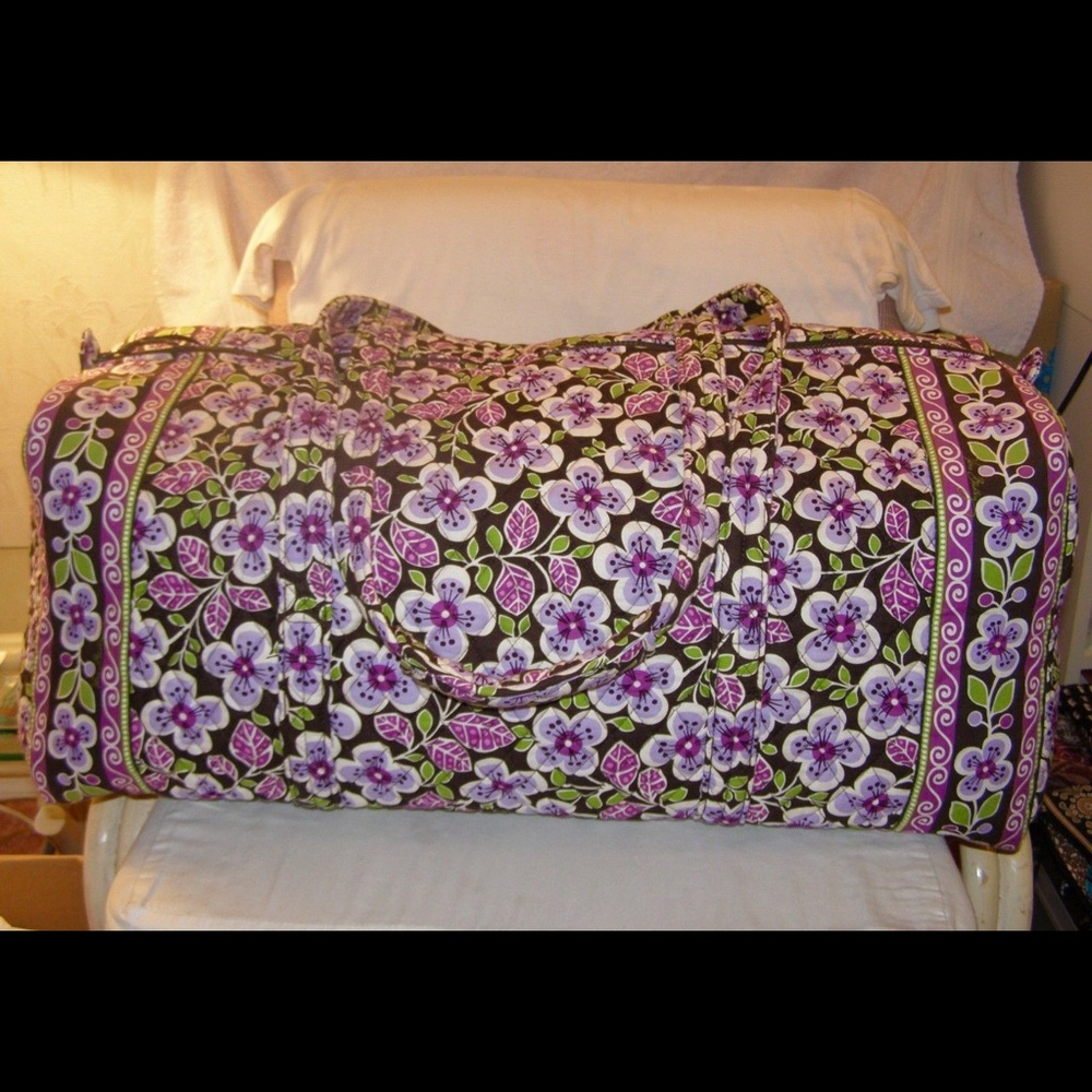 Vera Bradley Large Duffle Bag in Plum Petals